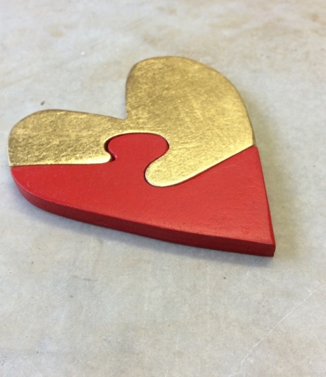 Red and gold heart puzzle