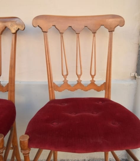 Pair of Chiavarine cherry wood chairs